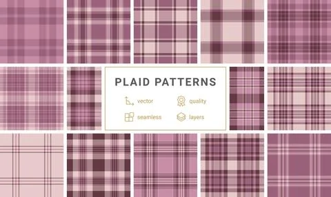 Checkered plaid patterns in a colorful collection, great for textile, wallp.. Illustrazione stock