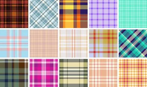 Checkered plaid patterns in a colorful collection, great for textile, wallp.. Illustrazione stock