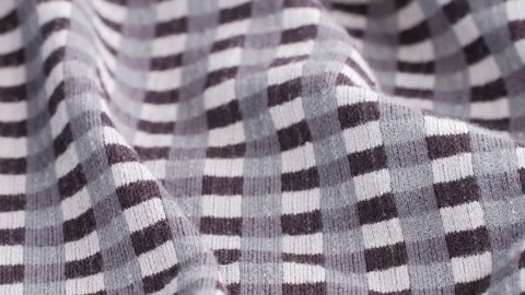 Checkered print textile cloth texture close-up macro. Black and white clothes Stock Footage 263084778