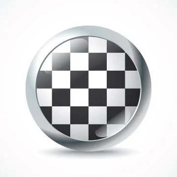 Checkered Race flag button Stock Illustration