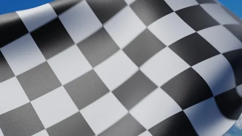 Checkered race flag on sky background Video stock 287922664