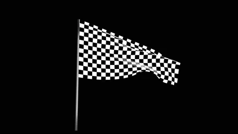 Checkered race flag waving with an alpha channel Stock Footage 90426928