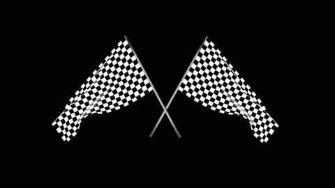 Checkered race flag waving with an alpha channel Stock Footage 90427255