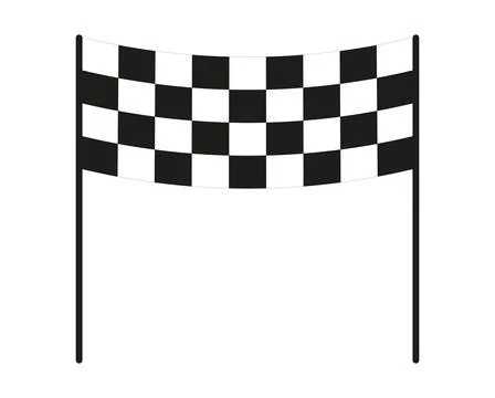Checkered racing finish flag on two poles isolated on white background Illustrazione stock