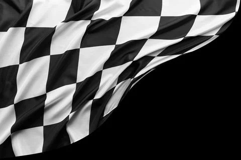 Checkered racing flag on black Stock Illustration