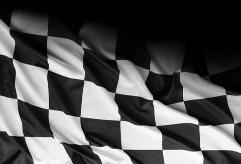 Checkered racing flag on black Illustrazione stock