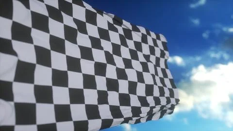 Checkered Racing flag. Racing Checkered Flag Waving in Wind. 3d illustration Stock Illustration