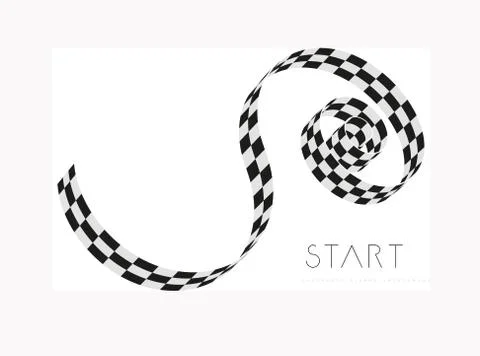 Checkered racing flag, ribbon. Vector illustration on white Stock Illustration