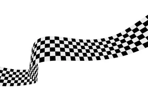 Checkered racing flag, ribbon. Vector illustration on white Stock Illustration