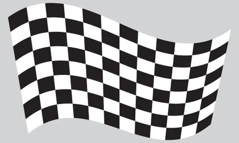 Checkered racing flag waving on gray background Stock Illustration