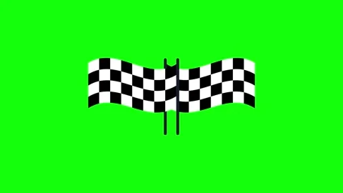 Checkered Racing Flag Waving Green Screen Animation Stock Footage 336533327