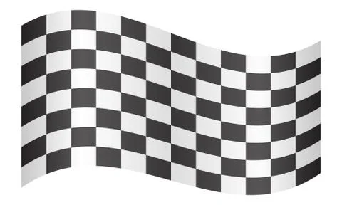 Checkered racing flag waving on white background Stock Illustration