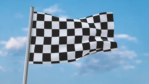 Checkered Racing Flag Waving in Wind with Luma Matte Stock Footage 348229767