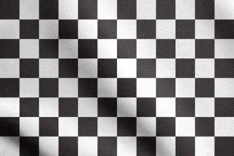 Checkered racing flag waving in the wind with real detailed fabric texture. Illustrazione stock
