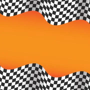 Checkered racing flag on yellow background for design, stock vector illustrat Illustrazione stock
