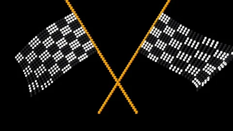 Checkered racing flags crossed voxel kinetic Vidéo 346261907