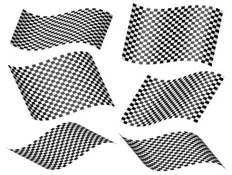 Checkered racing flags or planes with checkers with waving effect. 3d vector  Stock Illustration