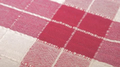 Checkered red  fabric pattern close-up 4K 3840X2160 UHD panning footage - Che Stock Footage 52863355