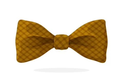 Checkered retro bow tie brown color Stock Illustration