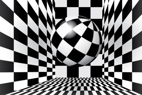 Checkered room with ball 스톡 일러스트