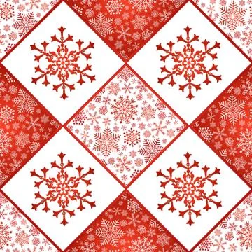 Checkered seamless pattern with snowflakes Stock Illustration