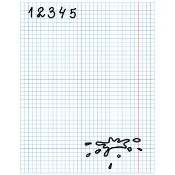 Checkered sheet with figures and blots Stock Illustration