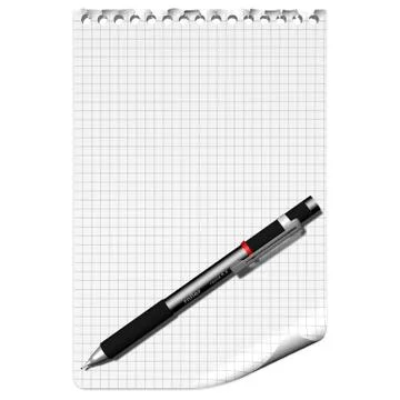 Checkered sheet with pen. -  3D illustration Illustrazione stock