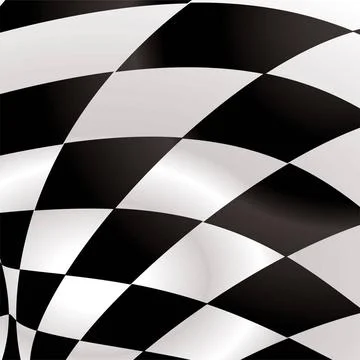 Checkered square Black and white waved formula flag with ripple effect Cop... Stock Photos
