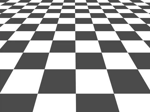 Checkered square pattern ground. Perspective grid view Stock Illustration