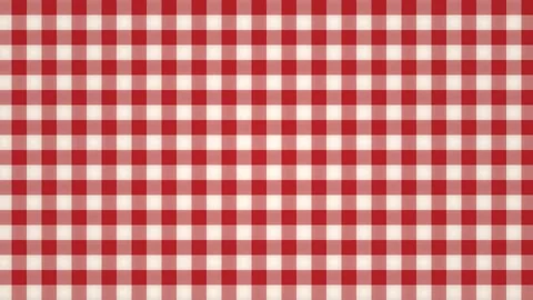Checkered tablecloth in red and white pattern for dining Stock Footage 338288659