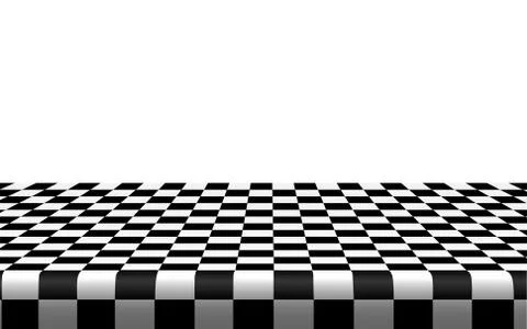 Checkered tablecloth on the table in the white room Stock Illustration