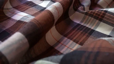 Checkered texture. Plaid material. Close-up. Can be used as a background. Vídeo Stock 111564505