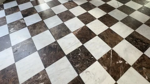A checkered tiled floor in an old Victorian building in Cape Town. Stock Footage 316201286