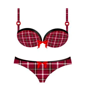 Checkered underwear with red bow Stock Illustration