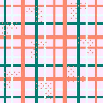 Checkered Vector seamless pattern with stripes and polka dots in gentle tones Stock Illustration