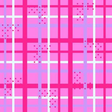 Checkered Vector seamless pattern with stripes and polka dots in white Stock Illustration