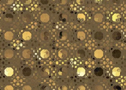 Checkered vintage dark pattern with dropping gold coins, blackened silver cha Stock Illustration