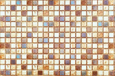 Checkered warm surface with brown orange and blue colors Foto stock
