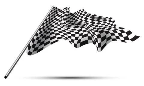 Checkered wave flying black white for sport race championship business succes Stock Illustration