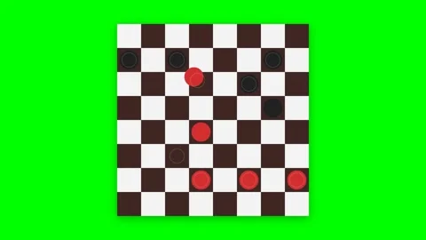 Checkers Board Game Animation with Red and Black Pieces Sliding and King Cr.. Stock Footage 346612747