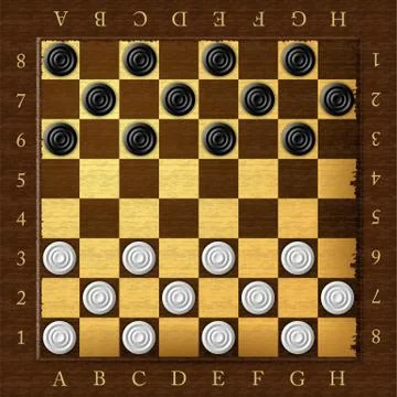 Checkers. Chess board. Checker game. Vector illustration. Stock Illustration