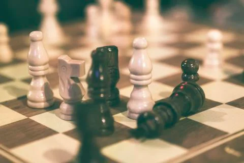 Checkers during a chess game Stock-Fotos