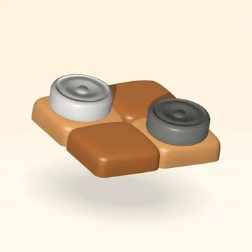 Checkers isolated vector 3d icon. Game of checkers 3d illustration. Stock Illustration