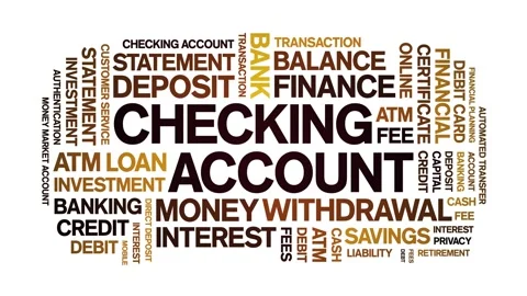 Checking Account animated word cloud,animation kinetic typography seamless loop Video stock 297934098