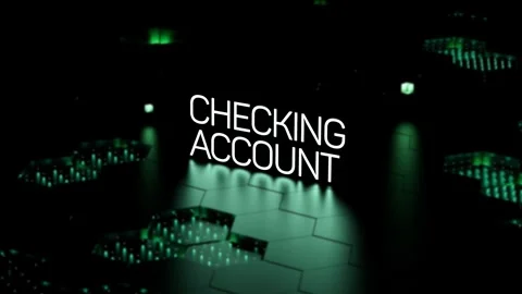 Checking account text, glowing neon lettering, animation. 3D render Vidéo 347396243