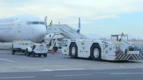 Checking Airplane Engines Before Flight Stock Footage 128929196
