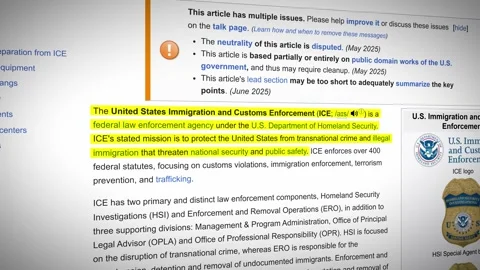 Checking and Highlighting the Definition of ICE, US Immigration and Customs Stock Footage 311169783