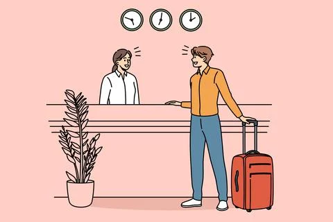 Checking in and reception concept. Stock Illustration