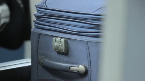 Checking Bag's Weight in Check-in Counter at Airport Stock Footage