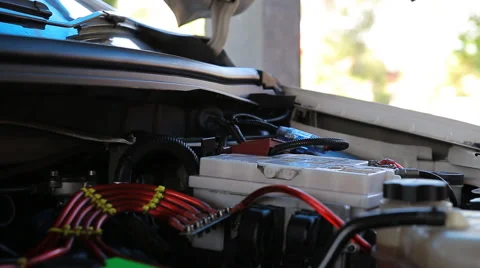 Checking battery level of engine Stock Footage 61207280